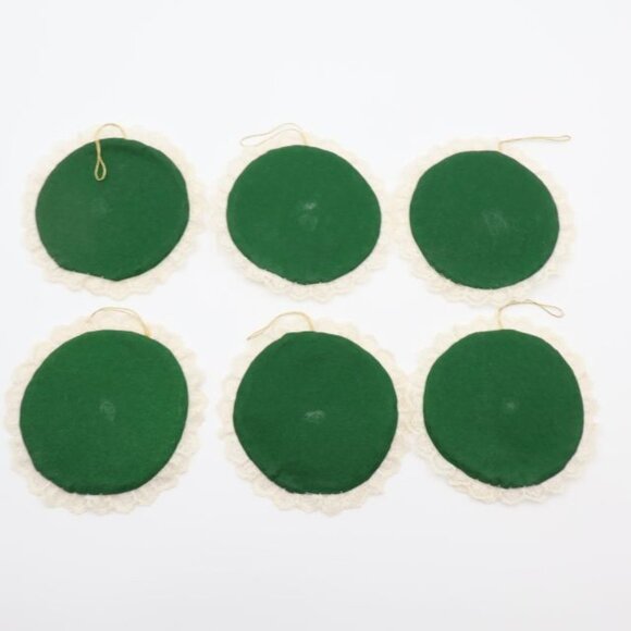 6 Vintage Christmas Ornaments Handmade Cross Stitch Lace Dog Cat Animals Felt - Picture 8 of 11